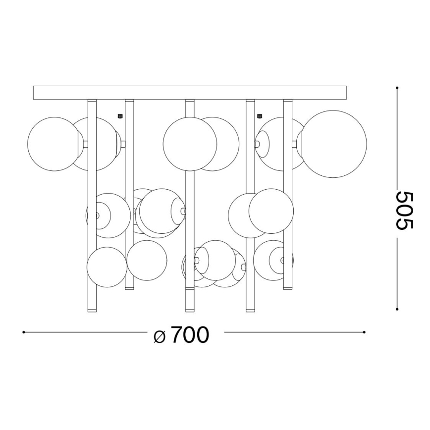 Ideal Lux - LED Żyrandol PERLAGE 18xG9/3W/230V śr. 70 cm czarny/dymny
