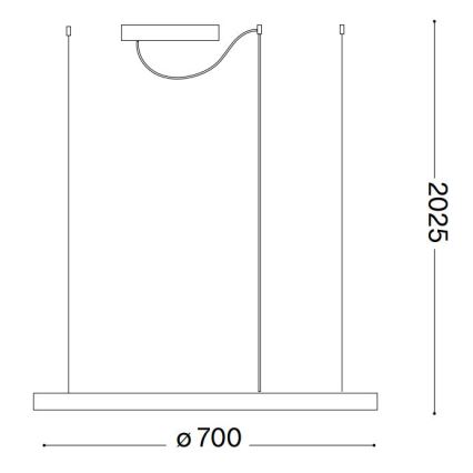 Ideal Lux - LED Żyrandol ściemnialny na lince ORACLE SLIM LED/40W/230V 4000K śr. 70 cm CRI 90 czarny
