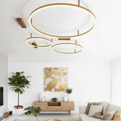 Ideal Lux - Lampa sufitowa LED ORACLE SLIM LED/37W/230V 3000K CRI 90 śr. 70 cm złota