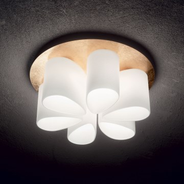 Ideal Lux - Plafon DAISY 6xE27/52W/230V śr. 60 cm złoty/biały