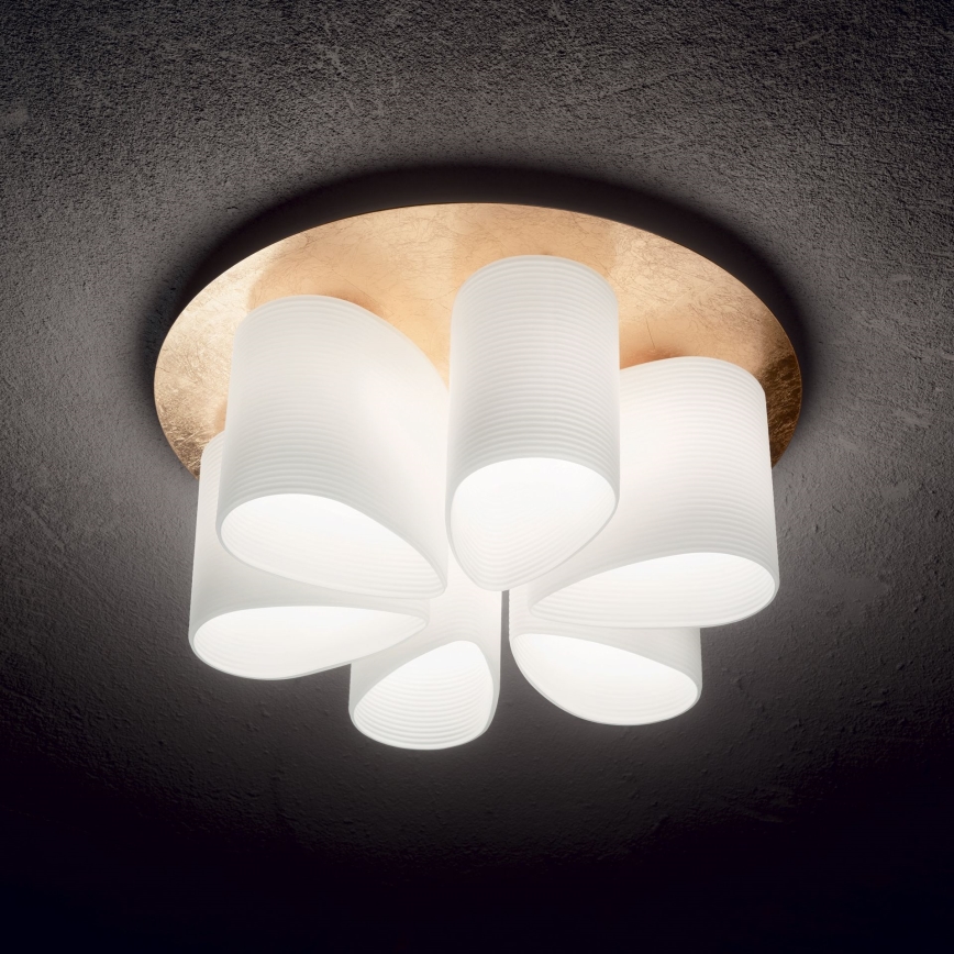 Ideal Lux - Plafon DAISY 6xE27/52W/230V śr. 60 cm złoty/biały