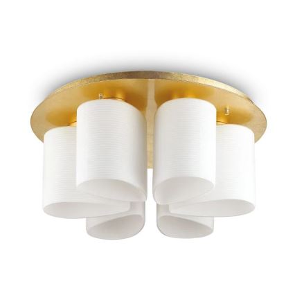 Ideal Lux - Plafon DAISY 6xE27/52W/230V śr. 60 cm złoty/biały