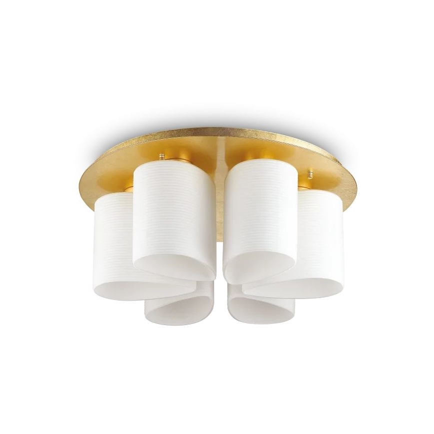 Ideal Lux - Plafon DAISY 6xE27/52W/230V śr. 60 cm złoty/biały
