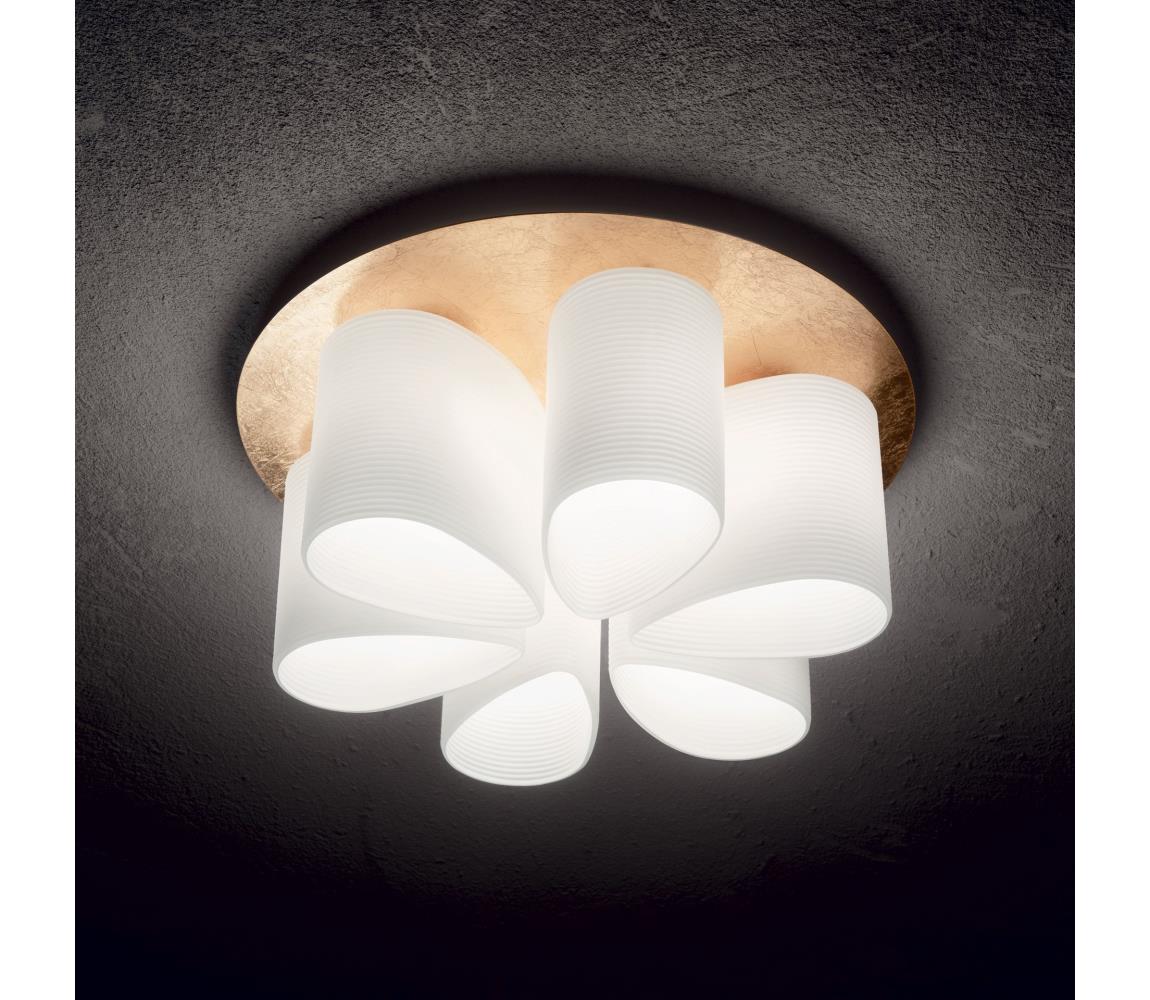 Ideal Lux - Plafon DAISY 6xE27/52W/230V śr. 60 cm złoty/biały