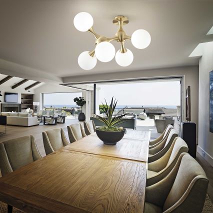 Ideal Lux - Przysufitowy żyrandol NODI 5xE14/28W/230V 50x55 cm mosiądz/biały