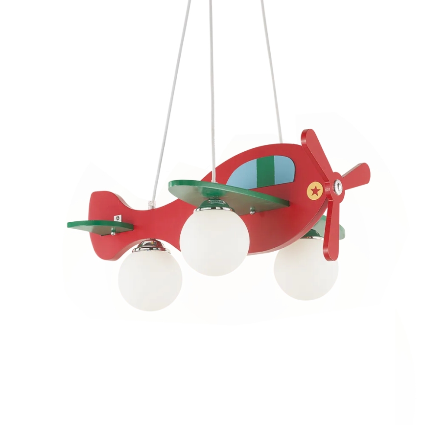 Ideal Lux - Żyrandol dziecięcy na lince AVION 3xE27/28W/230V czerwony