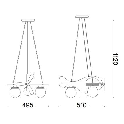 Ideal Lux - Żyrandol dziecięcy na lince AVION 3xE27/28W/230V czerwony