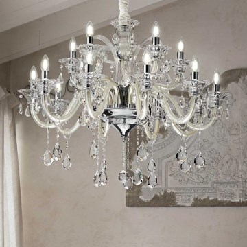Ideal Lux - Żyrandol kryształowy na łańcuchu COLOSSAL 15xE14/40W/230V śr. 95 cm kremowy/chrom błyszczący