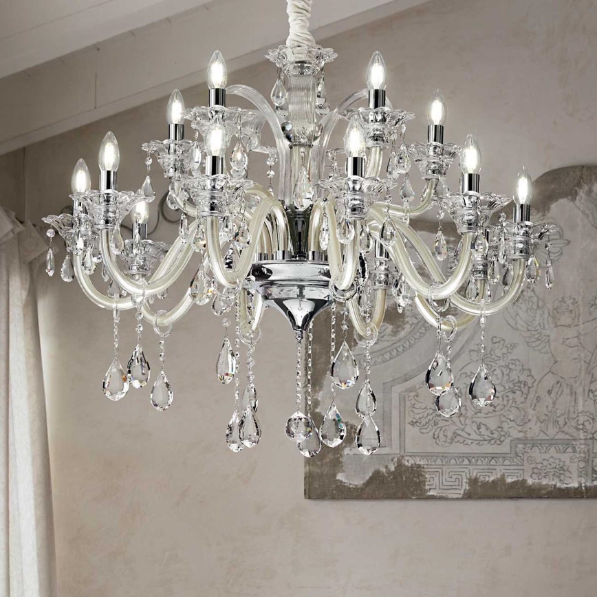 Ideal Lux - Żyrandol kryształowy na łańcuchu COLOSSAL 15xE14/40W/230V śr. 95 cm kremowy/chrom błyszczący