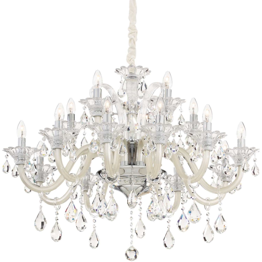 Ideal Lux - Żyrandol kryształowy na łańcuchu COLOSSAL 15xE14/40W/230V śr. 95 cm kremowy/chrom błyszczący