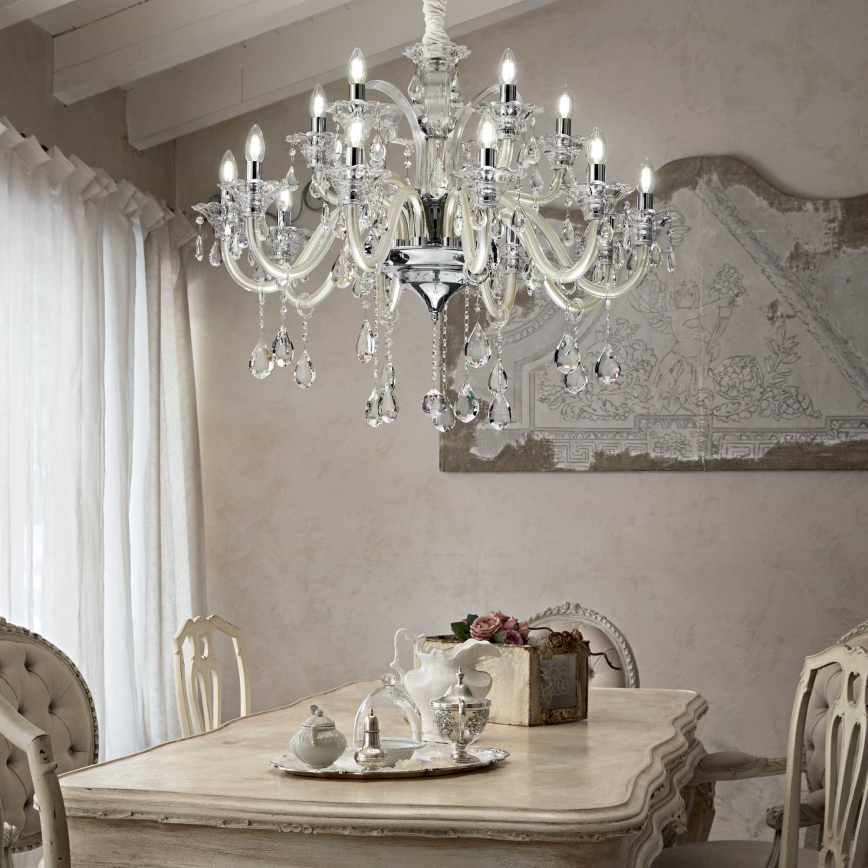 Ideal Lux - Żyrandol kryształowy na łańcuchu COLOSSAL 15xE14/40W/230V śr. 95 cm kremowy/chrom błyszczący