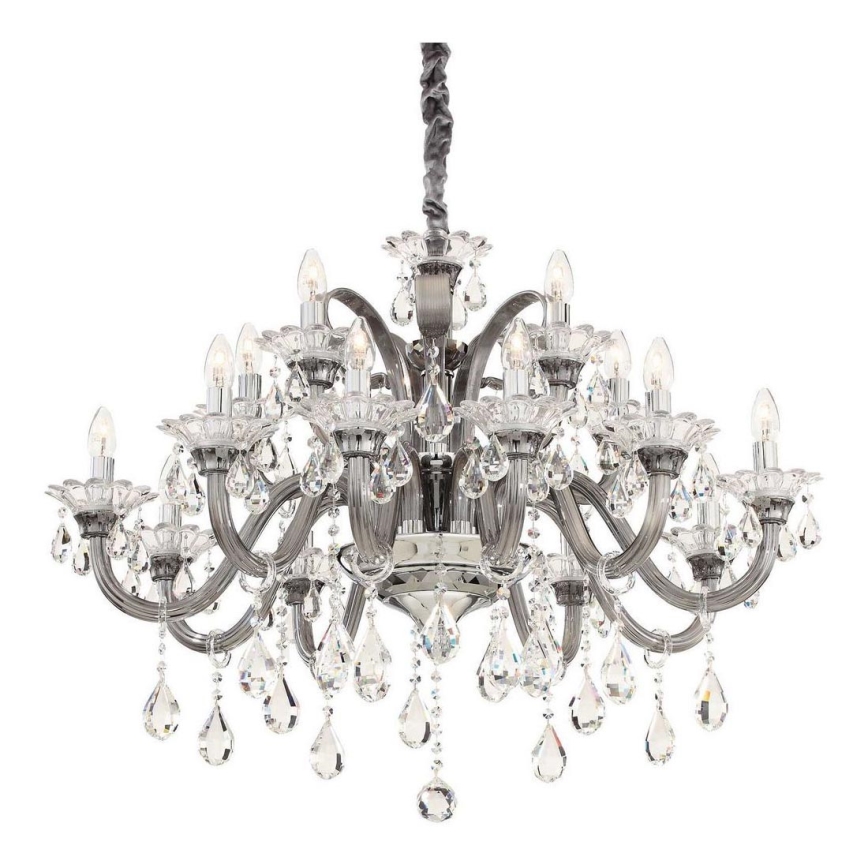 Ideal Lux - Żyrandol kryształowy na łańcuchu COLOSSAL 15xE14/40W/230V śr. 95 cm szary/chrom błyszczący