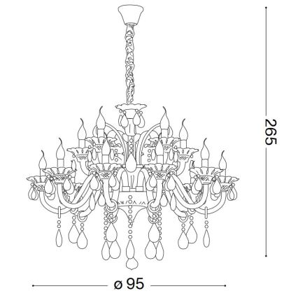 Ideal Lux - Żyrandol kryształowy na łańcuchu COLOSSAL 15xE14/40W/230V śr. 95 cm szary/chrom błyszczący