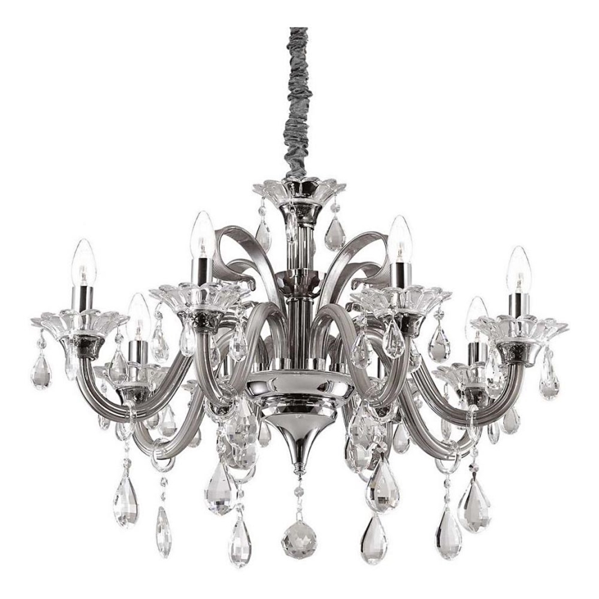 Ideal Lux - Żyrandol kryształowy na łańcuchu COLOSSAL 8xE14/40W/230V śr. 78 cm szary/chrom błyszczący