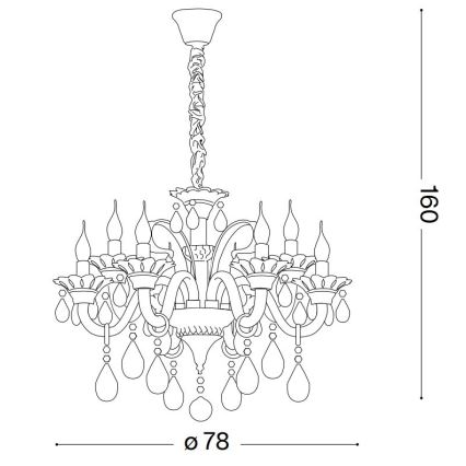 Ideal Lux - Żyrandol kryształowy na łańcuchu COLOSSAL 8xE14/40W/230V śr. 78 cm szary/chrom błyszczący