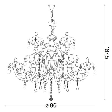 Ideal Lux - Żyrandol kryształowy na łańcuchu CONTINENTAL 12xE14/40W/230V śr. 86 cm przezroczysty