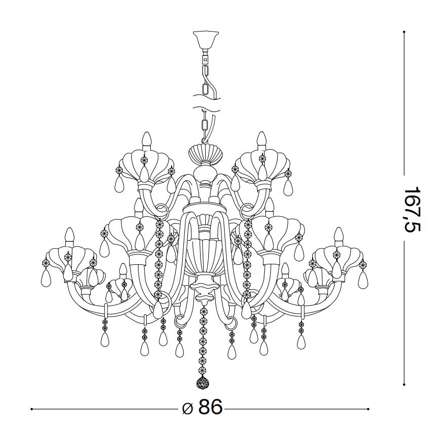 Ideal Lux - Żyrandol kryształowy na łańcuchu CONTINENTAL 12xE14/40W/230V śr. 86 cm przezroczysty