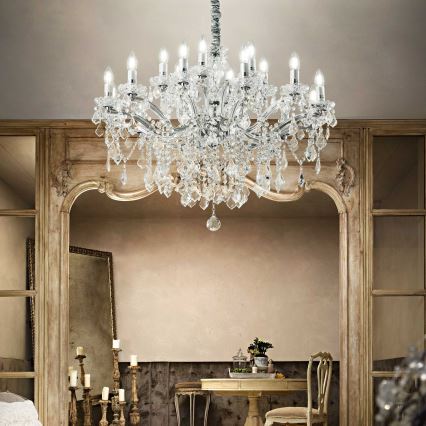 Ideal Lux - Żyrandol kryształowy na łańcuchu FLORIAN 18xE14/40W/230V śr. 86 cm przezroczysty