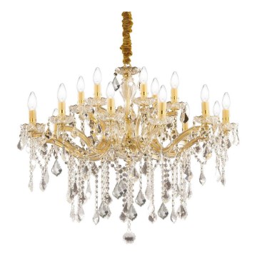 Ideal Lux - Żyrandol kryształowy na łańcuchu FLORIAN 18xE14/40W/230V śr. 86 cm złoty