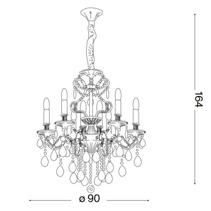 Ideal Lux - Żyrandol kryształowy na łańcuchu GIOCONDA 12xE14/40W/230V śr. 90 cm srebrny