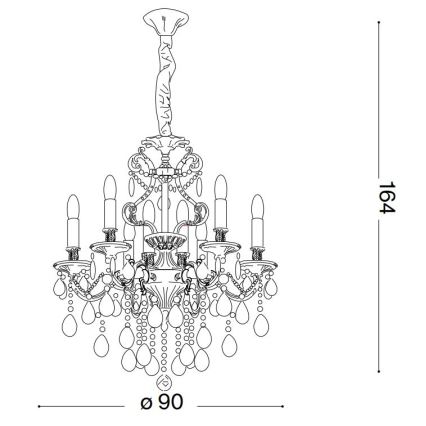 Ideal Lux - Żyrandol kryształowy na łańcuchu GIOCONDA 12xE14/40W/230V śr. 90 cm złoty
