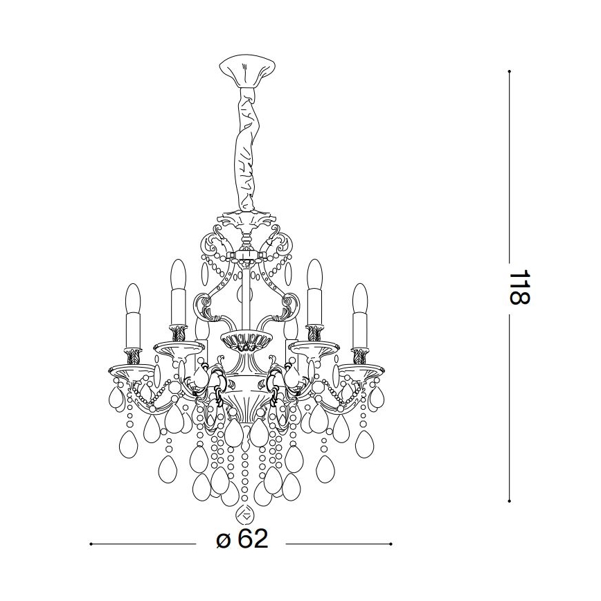 Ideal Lux - Żyrandol kryształowy na łańcuchu GIOCONDA 6xE14/40W/230V śr. 62 cm złoty