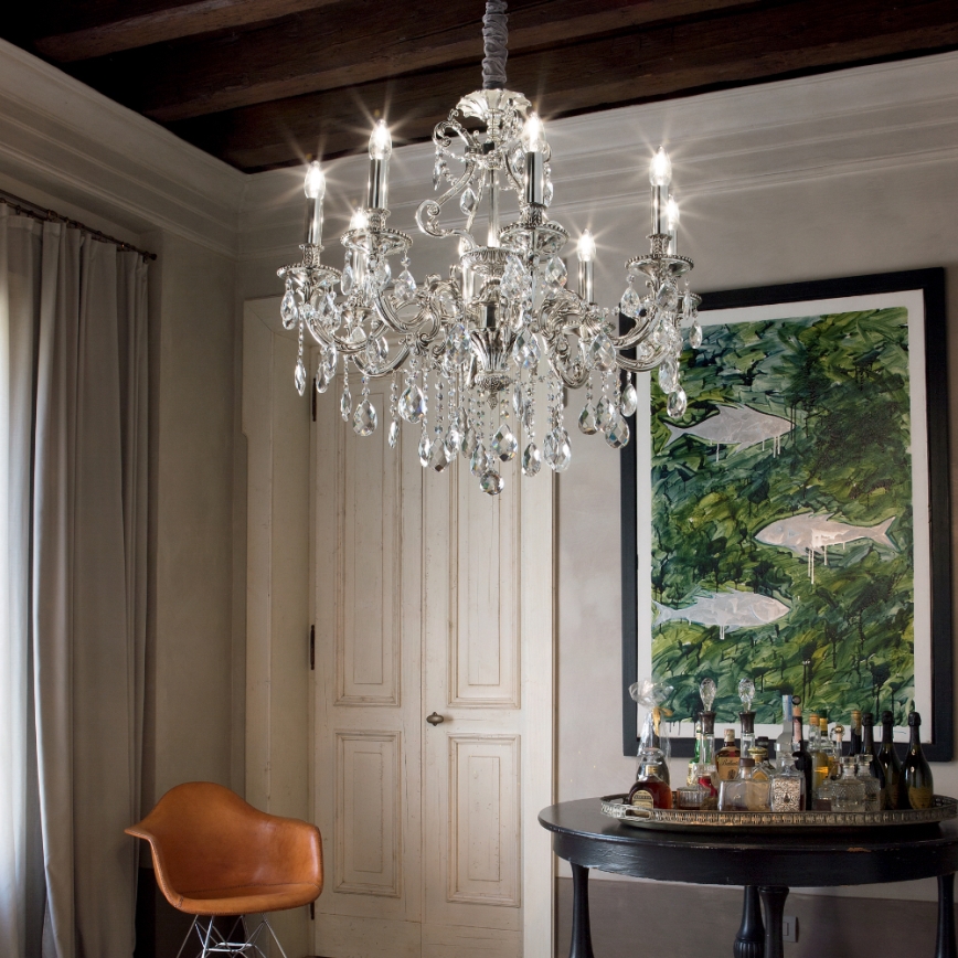 Ideal Lux - Żyrandol kryształowy na łańcuchu GIOCONDA 8xE14/40W/230V śr. 73 cm srebrny