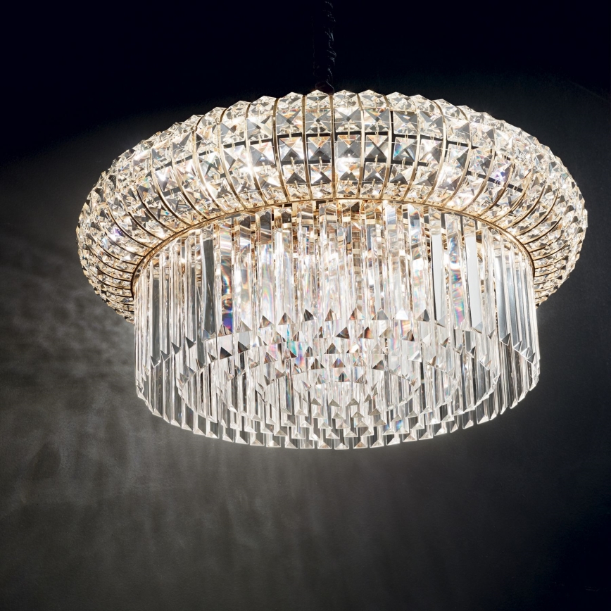 Ideal Lux - Żyrandol kryształowy na łańcuchu NABUCCO 16xE14/40W/230V śr. 70 cm złoty