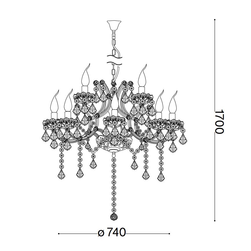 Ideal Lux - Żyrandol kryształowy na łańcuchu NAPOLEON 12xE14/40W/230V śr. 74 cm złoty