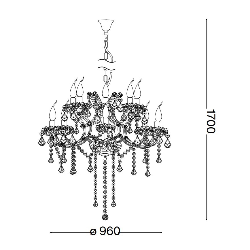 Ideal Lux - Żyrandol kryształowy na łańcuchu NAPOLEON 18xE14/40W/230V śr. 96 cm chrom błyszczący