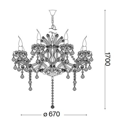 Ideal Lux - Żyrandol kryształowy na łańcuchu NAPOLEON 8xE14/40W/230V śr. 67 cm chrom