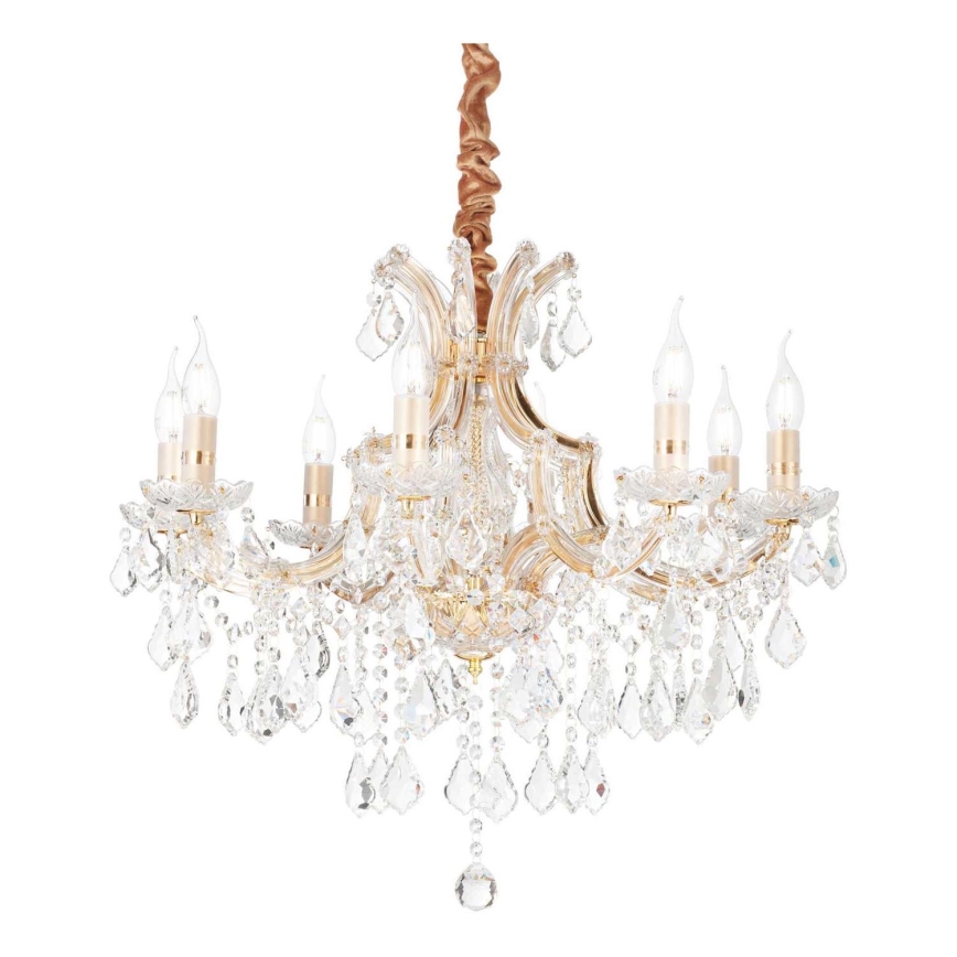 Ideal Lux - Żyrandol kryształowy na łańcuchu NAPOLEON 8xE14/40W/230V śr. 67 cm złoty