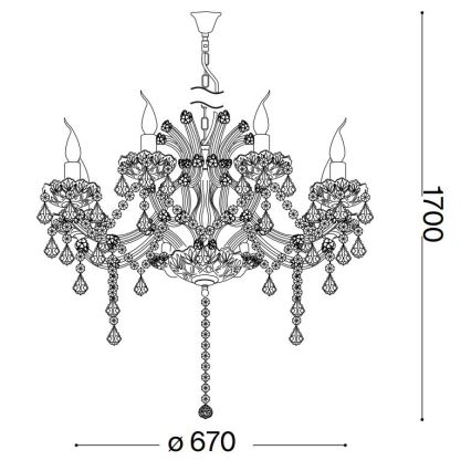 Ideal Lux - Żyrandol kryształowy na łańcuchu NAPOLEON 8xE14/40W/230V śr. 67 cm złoty