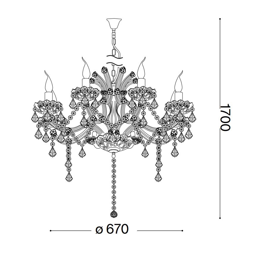 Ideal Lux - Żyrandol kryształowy na łańcuchu NAPOLEON 8xE14/40W/230V śr. 67 cm złoty