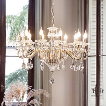 Ideal Lux - Żyrandol kryształowy na łańcuchu NEGRESCO 10xE14/28W/230V śr. 85 cm złoty