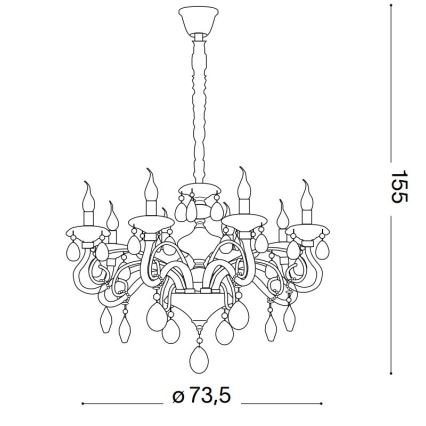Ideal Lux - Żyrandol kryształowy na łańcuchu NEGRESCO 8xE14/28W/230V śr. 73,5 cm przezroczysty