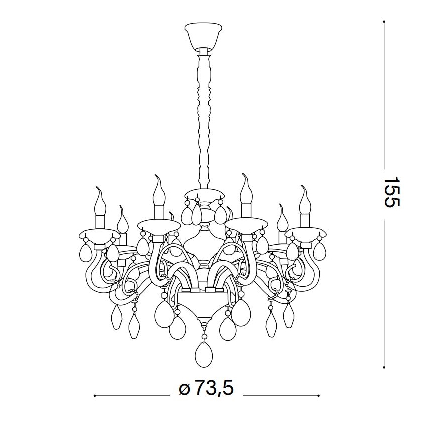Ideal Lux - Żyrandol kryształowy na łańcuchu NEGRESCO 8xE14/28W/230V śr. 73,5 cm przezroczysty