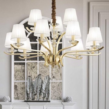 Ideal Lux - Żyrandol kryształowy na łańcuchu PEGASO 12xE14/28W/230V śr. 102 cm złoty