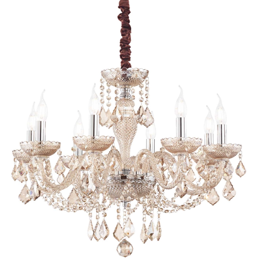 Ideal Lux - Żyrandol kryształowy na łańcuchu ROSE 8xE14/40W/230V śr. 78 cm beżowy