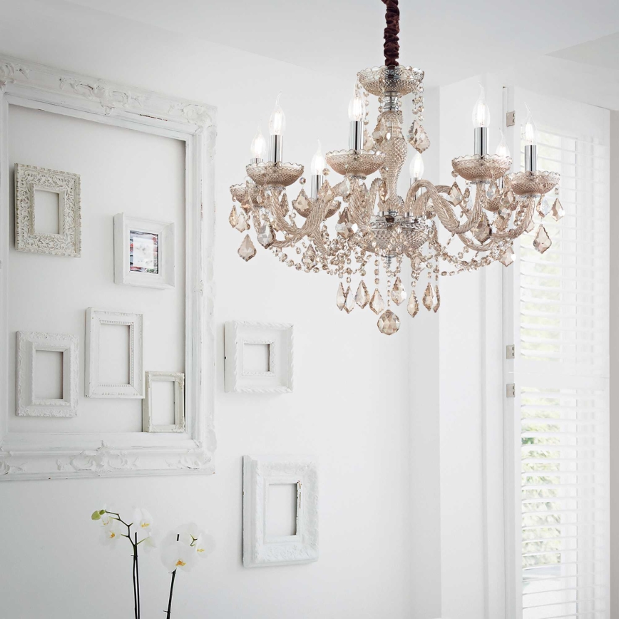 Ideal Lux - Żyrandol kryształowy na łańcuchu ROSE 8xE14/40W/230V śr. 78 cm beżowy