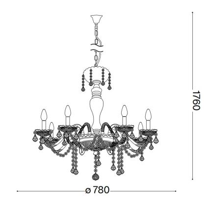 Ideal Lux - Żyrandol kryształowy na łańcuchu ROSE 8xE14/40W/230V śr. 78 cm beżowy