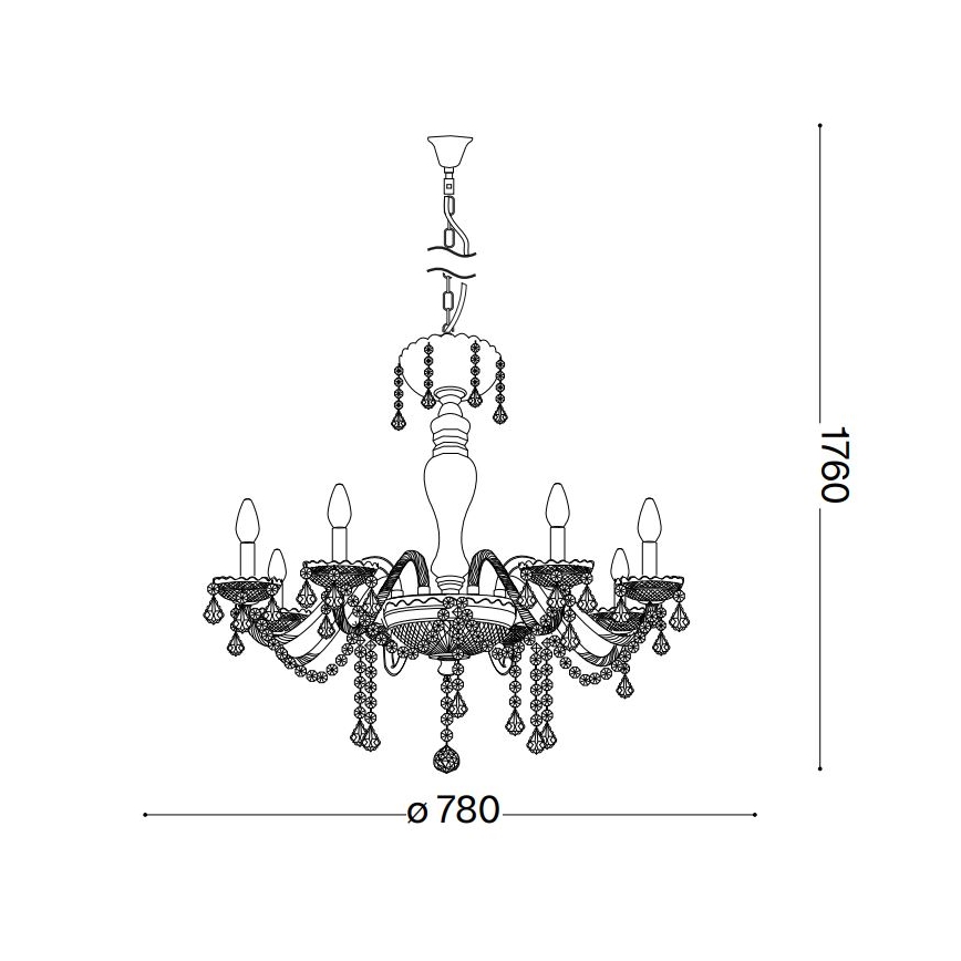 Ideal Lux - Żyrandol kryształowy na łańcuchu ROSE 8xE14/40W/230V śr. 78 cm beżowy