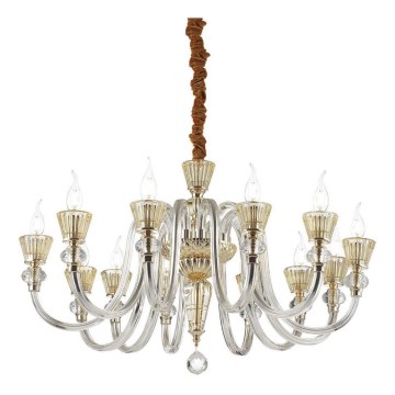 Ideal Lux - Żyrandol kryształowy na łańcuchu STRAUSS 12xE14/40W/230V śr. 84,5 cm mosiądz