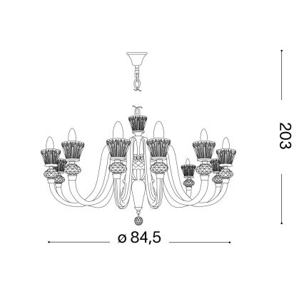 Ideal Lux - Żyrandol kryształowy na łańcuchu STRAUSS 12xE14/40W/230V śr. 84,5 cm mosiądz
