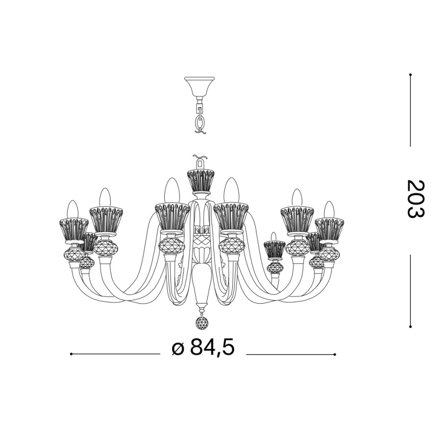 Ideal Lux - Żyrandol kryształowy na łańcuchu STRAUSS 12xE14/40W/230V śr. 84,5 cm mosiądz
