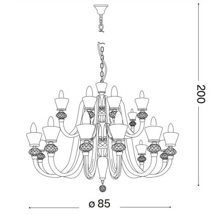 Ideal Lux - Żyrandol kryształowy na łańcuchu STRAUSS 18xE14/40W/230V śr. 85 cm mosiądz