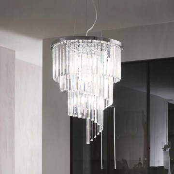 Ideal Lux - Żyrandol kryształowy na lince CARLTON 12xE14/40W/230V śr. 50 cm chrom błyszczący