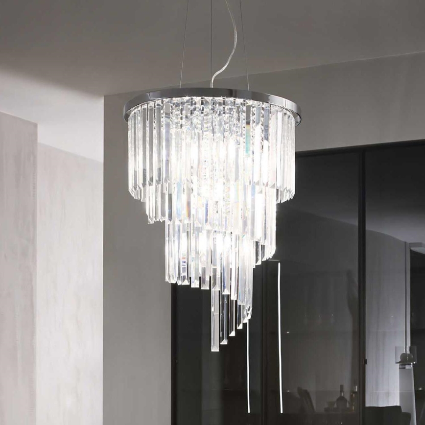 Ideal Lux - Żyrandol kryształowy na lince CARLTON 12xE14/40W/230V śr. 50 cm chrom błyszczący