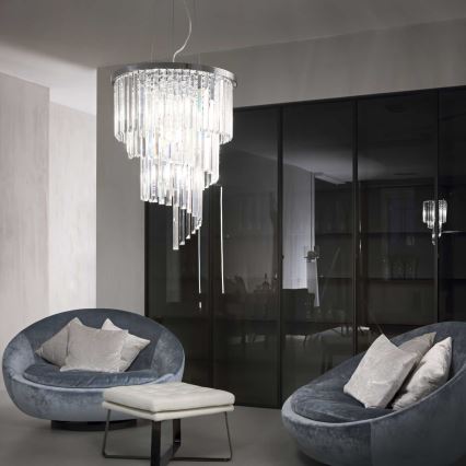 Ideal Lux - Żyrandol kryształowy na lince CARLTON 12xE14/40W/230V śr. 50 cm chrom błyszczący