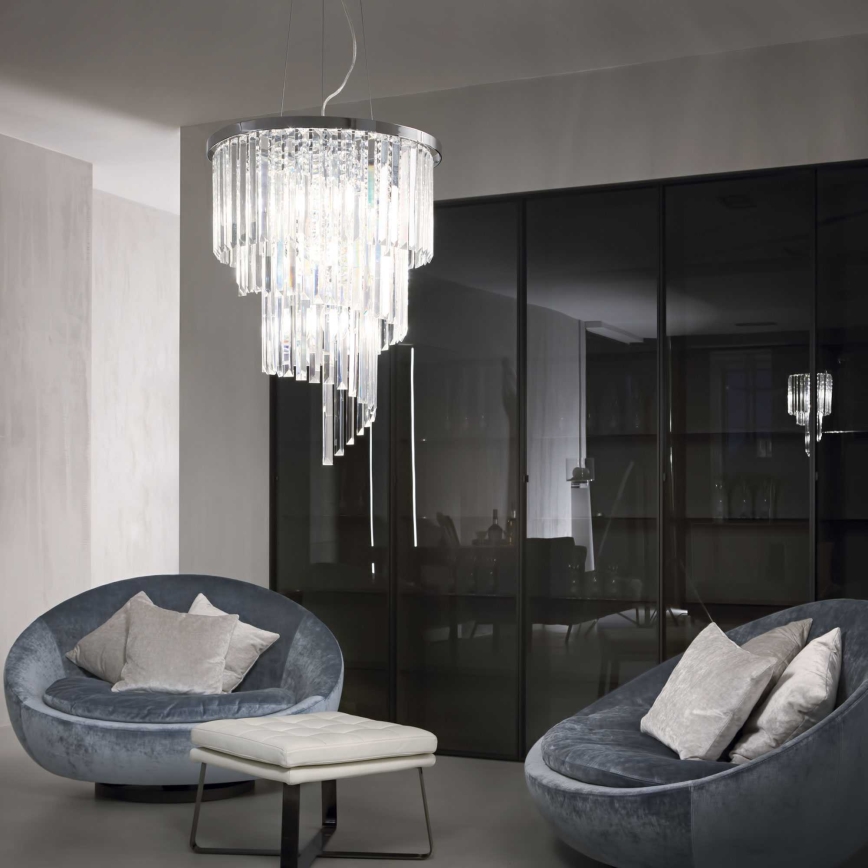 Ideal Lux - Żyrandol kryształowy na lince CARLTON 12xE14/40W/230V śr. 50 cm chrom błyszczący